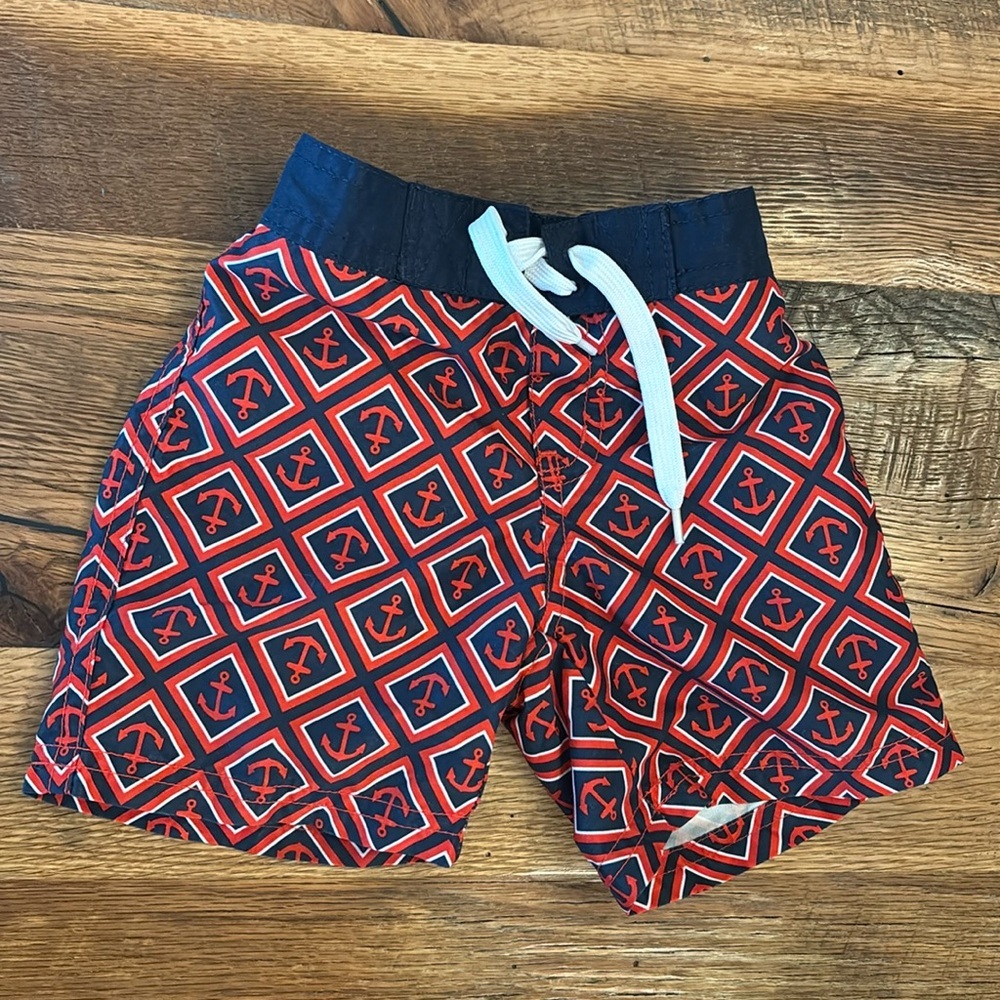 Janie and Jack Anchor Print Swim Trunks